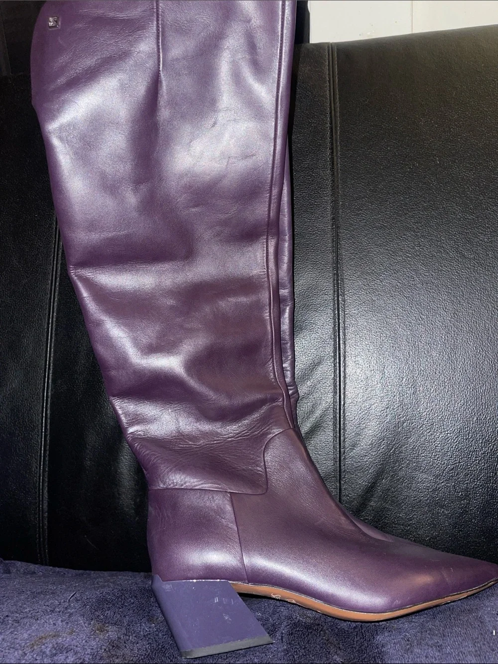 Franco Sarto Gwyn Knee High Boot Eggplant Purple Leather Sz 9 NWOB HTF Color